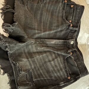 Women's Black Distressed Denim Shorts